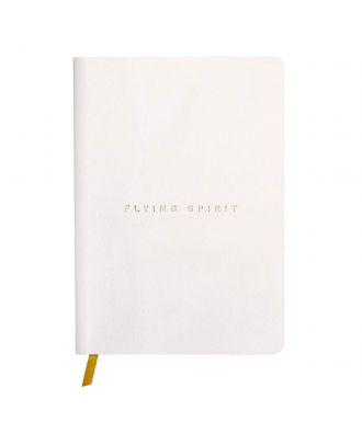 Flying Spirit Wit Lederen Notitieboek A5 Dotted