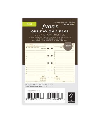 Filofax Mini Vulling 1 Dag op 1 Pagina Crème 2027