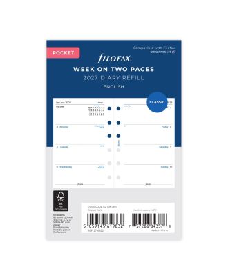 Filofax Pocket Vulling Week op 2 Pagina's Engels 2027