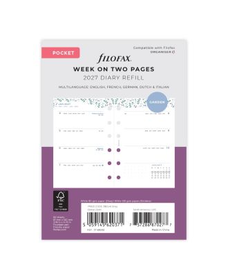 Filofax Pocket Vulling Week op 2 Pagina's Garden 2027