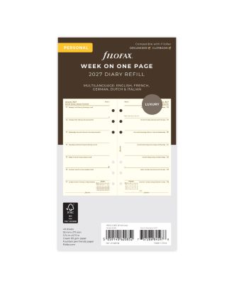 Filofax Personal Vulling Week op 1 Pagina Creme 2027