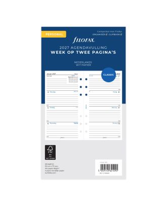 Filofax Personal Vulling Week op 2 Pagina's Gelijnd 2027