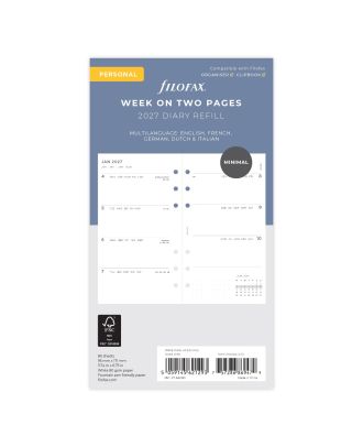 Filofax Personal Vulling Week op 2 Pagina's Minimal 2027