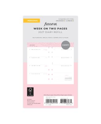 Filofax Personal Vulling Week op 2 Pagina's Confetti 2027