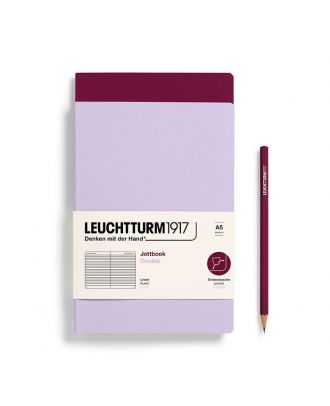 Leuchtturm1917 Jottbook Medium Lilac/Port Red Gelijnd