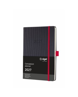 Sigel Conceptum Pure 2027 Weekagenda A5 Zwart/Rood Hard Cover