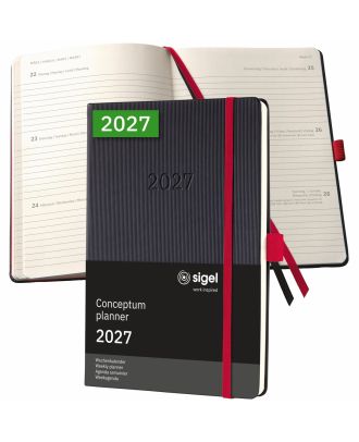 Sigel Conceptum Pure 2027 Weekagenda A5 Zwart/Rood Hard Cover