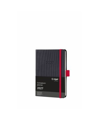 Sigel Conceptum Pure 2027 Weekagenda A6 Zwart/Rood Hard Cover