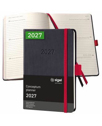 Sigel Conceptum Pure 2027 Weekagenda A6 Zwart/Rood Hard Cover