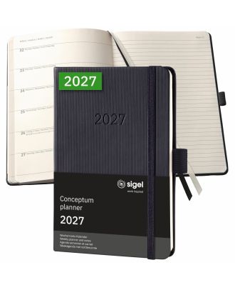 Sigel Conceptum Pure 2027 Weekagenda met Notitieruimte A6 Zwart Hard Cover