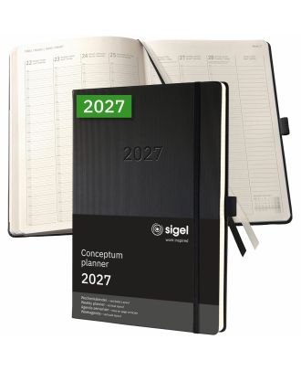 Sigel Conceptum Pure 2027 Weekagenda A4+ Zwart Hard Cover