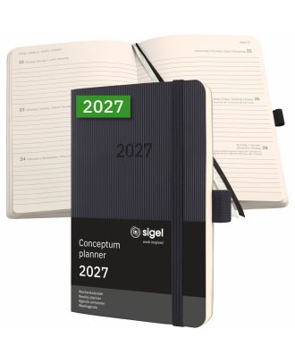 Sigel Conceptum Pure 2027 Weekagenda A6 Zwart Soft Cover