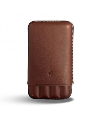 Recife Rivièra Lederen Hard Case Pen Etui Cognac voor 4 pennen