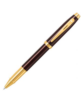 Sheaffer 100 Glossy Coffee Brown with PVD Gold Trim Roller