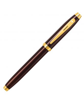 Sheaffer 100 Glossy Coffee Brown with PVD Gold Trim Roller