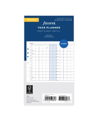 Filofax Personal Vulling Jaarplanner 2027 Horizontaal