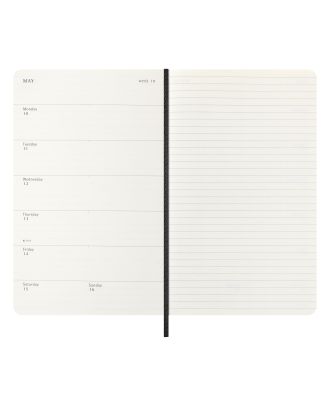 Moleskine Large Agenda 2027 Wekelijkse Planner met Notitiepagina Zwarte Zachte Kaft