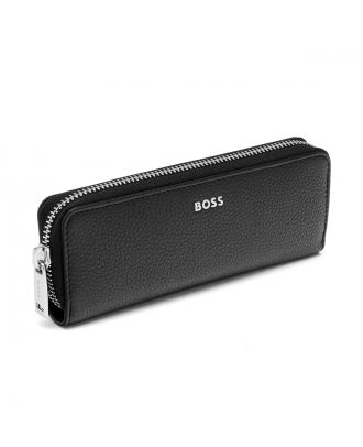Hugo Boss Pen Etui Classic Grained Black 2 Pennen met ritssluiting