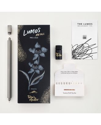 Tom's Studio Lumos Pro Duo Refillable Fineliner & Brush Pen Titanium