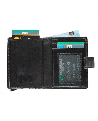 Maverick All Black Lederen Super Compact pasjeshouder met RFID cardprotector