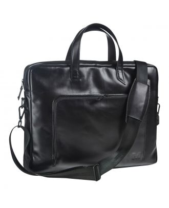 Maverick All Black Lederen Business tas met Laptopvak 17"
