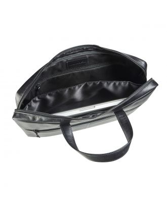 Maverick All Black Lederen Business tas met Laptopvak 17"
