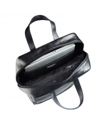 Maverick All Black Leather Backpack with laptop sleeve 15'6"