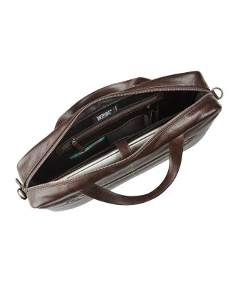 Maverick Brown Lederen Business tas met Laptopvak 15,6"