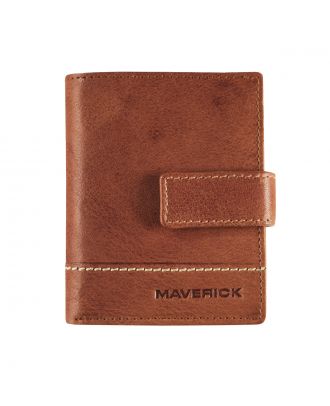 Maverick Rough Gear Cognac Super Compact Lederen RFID creditcardhouder met cardprotector