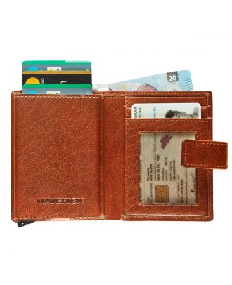 Maverick Rough Gear Cognac Super Compact Lederen RFID creditcardhouder met cardprotector