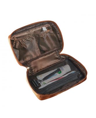Maverick Rough Gear Lederen Toilet Zak Compact Cognac