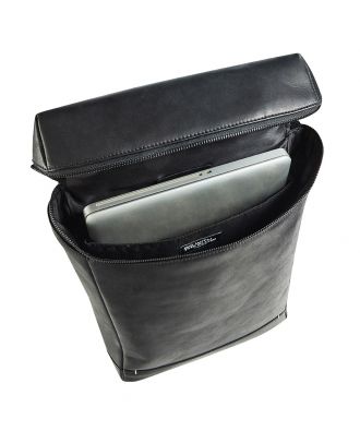 Maverick Urban Classic Black Lederen Rugzak met Laptopvak 15,6"