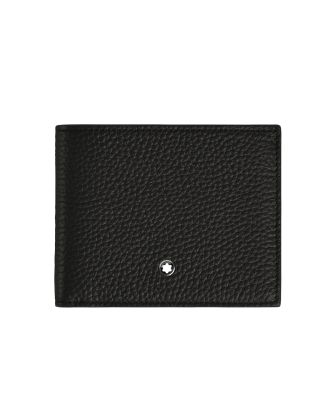 Montblanc Grain Leather Portefeuille 4 Kaartsleuven met Muntvak Zwart