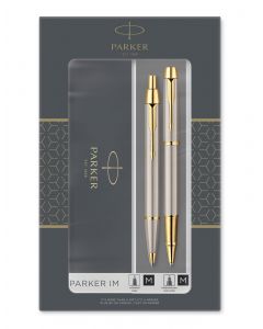 Parker IM Brushed Metal GT Roller en Balpen Set