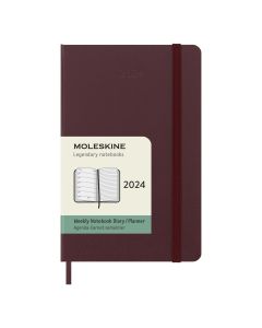 Moleskine Pocket Agenda 2024 Wekelijkse Planner + Notities Burgundy Harde Kaft