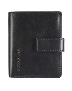 Maverick All Black Lederen RFID Compact pasjeshouder met cardprotector 